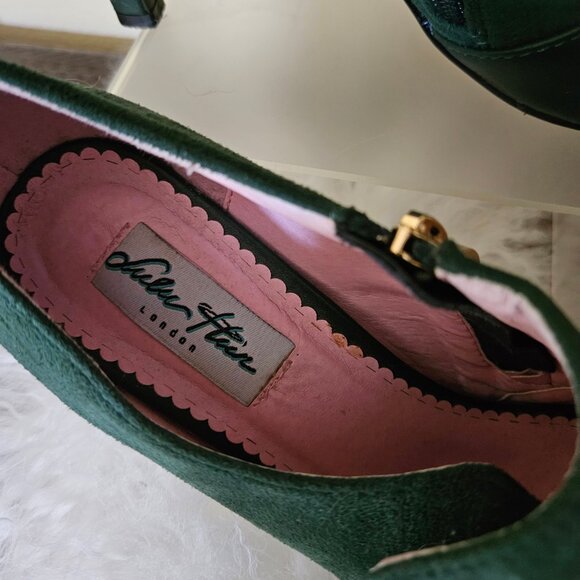 Lulu Hun-Women`s Green Suede Heel Zipper Booties - Picture 6 of 7